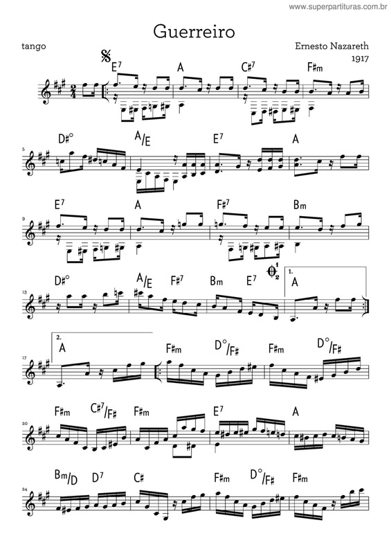 Partitura da música Guerreiro