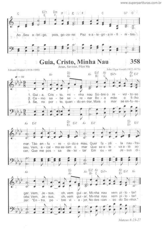 Partitura da música Guia, Cristo, Minha Nau