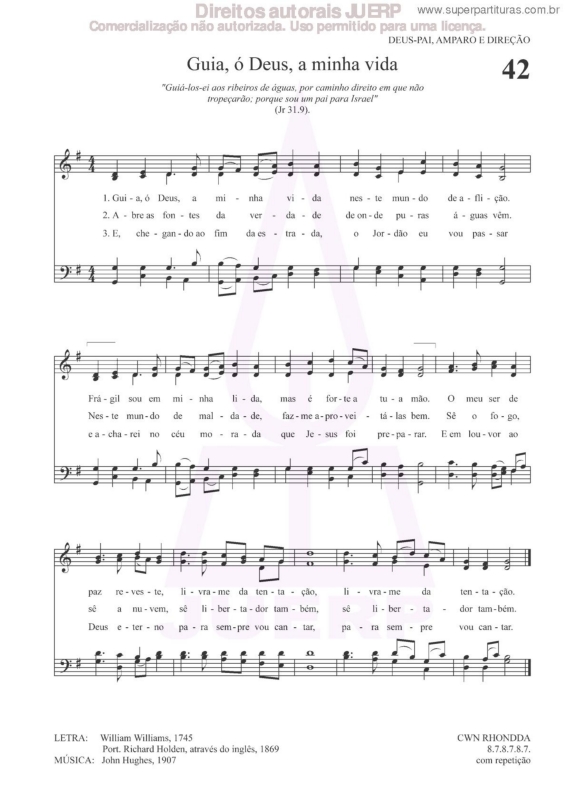 Partitura da música Guia, Ó Deus, A Minha Vida - 42 HCC v.2