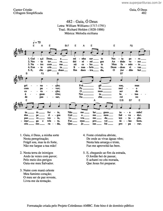 Partitura da música Guia, Ó Deus