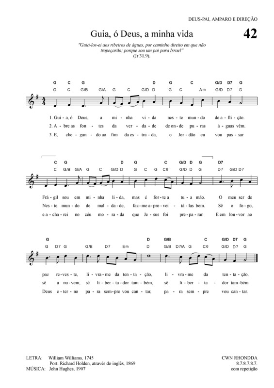 Partitura da música Guia ó Deus Minha Vida