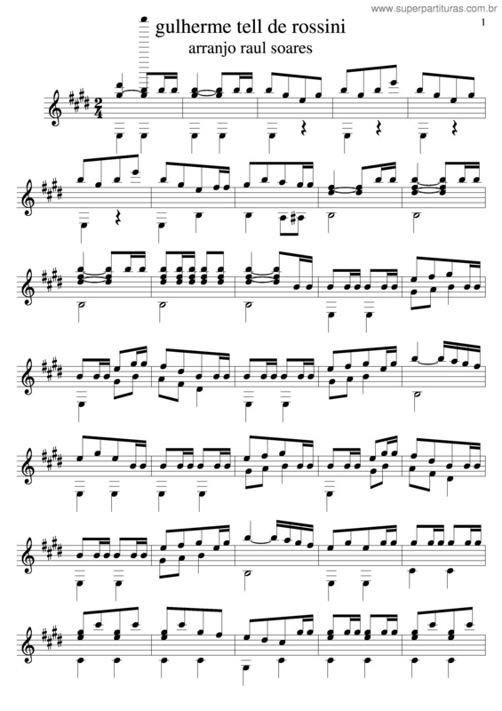 Partitura da música Guilherme Tell