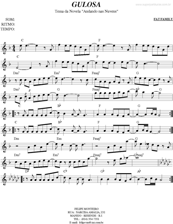 Partitura da música Gulosa (Andando nas Nuvens)