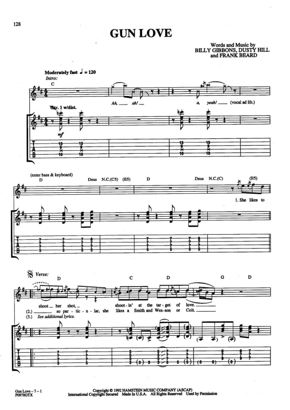 Partitura da música Gun Love