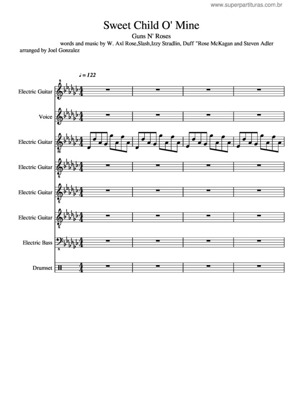 Partitura da música Gun`S N` Roses–Sweet Child O` Mine