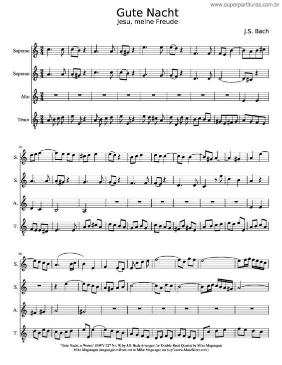 Partitura da música Gute Nacht Jesu, Meine Freude