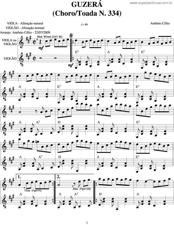Partitura da música Guzerán