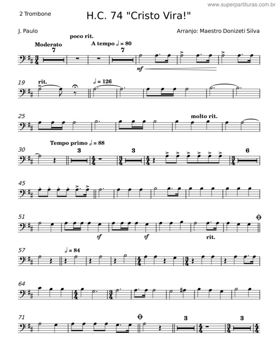 Partitura da música H.C. 74 Cristo Virá! – Macalão, Paulo Leivas v.2