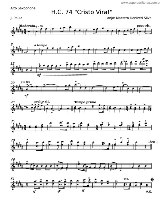 Partitura da música H.C. 74 Cristo Virá! – Macalão, Paulo Leivas v.5