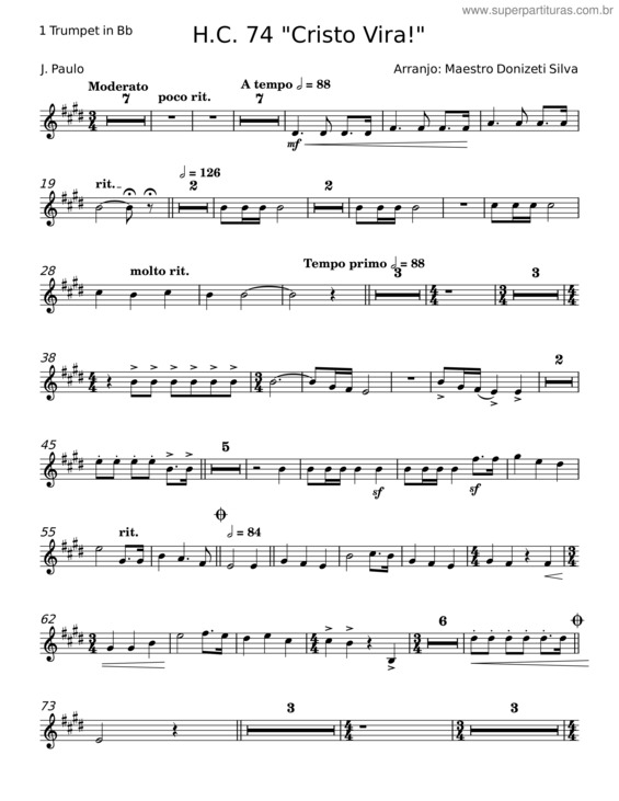 Partitura da música H.C. 74 Cristo Virá! – Macalão, Paulo Leivas v.7