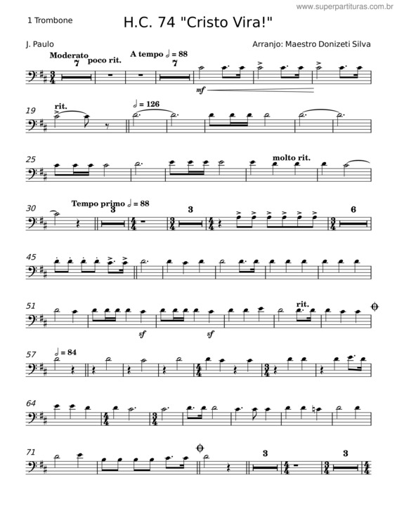 Partitura da música H.C. 74 Cristo Virá! – Macalão, Paulo Leivas v.8