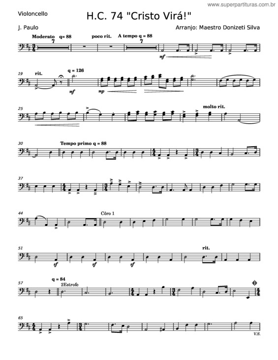 Partitura da música H.C. 74 Cristo Virá! – Macalão, Paulo Leivas v.9
