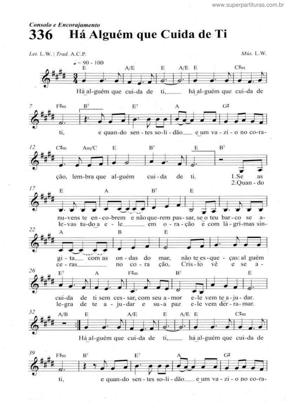 Partitura da música Há Alguém Que Cuida De Ti