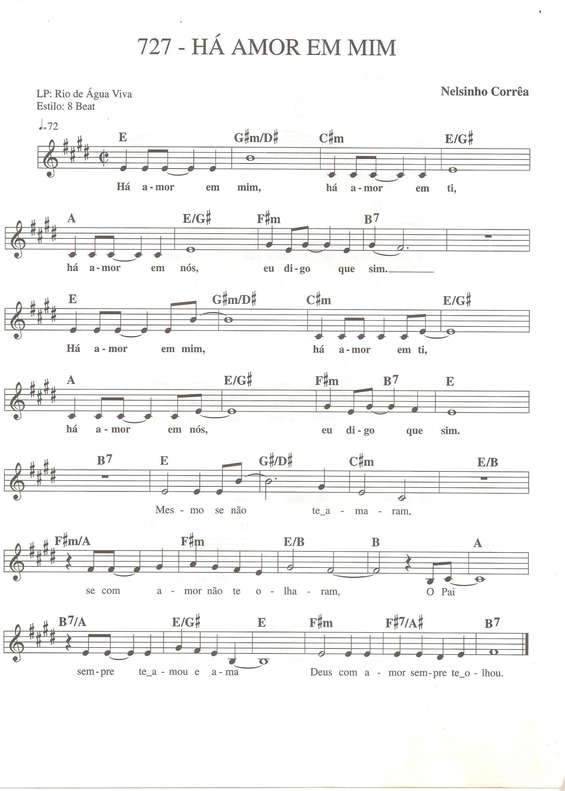 Partitura da música Há Amor em Mim