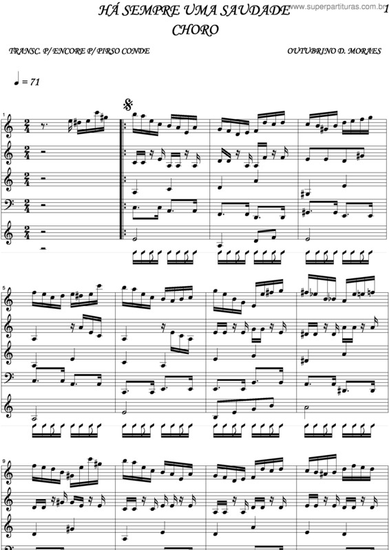 Partitura da música Ha Sempre Uma Saudade v.3