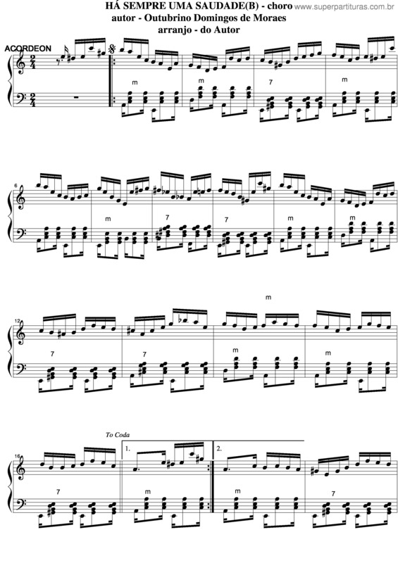 Partitura da música Ha Sempre Uma Saudade v.4