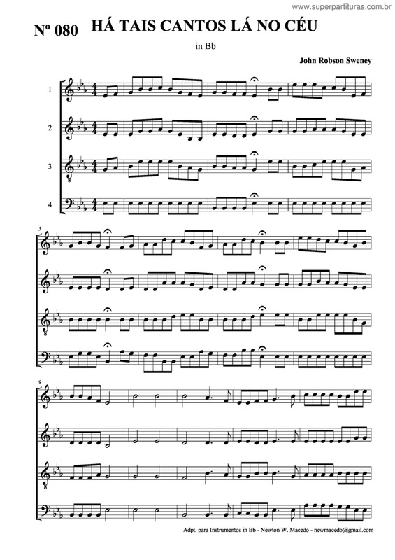 Partitura da música Há Tais Cantos Lá No Céu v.2