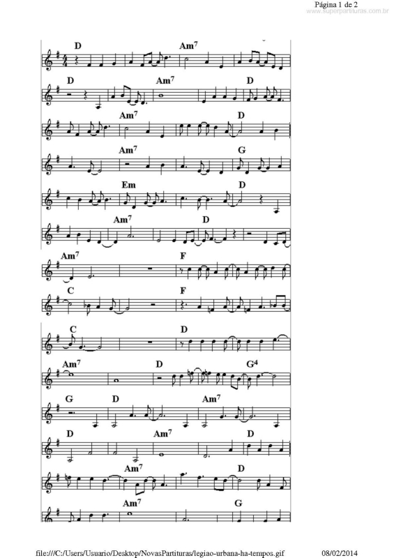 Partitura da música Há Tempos v.2