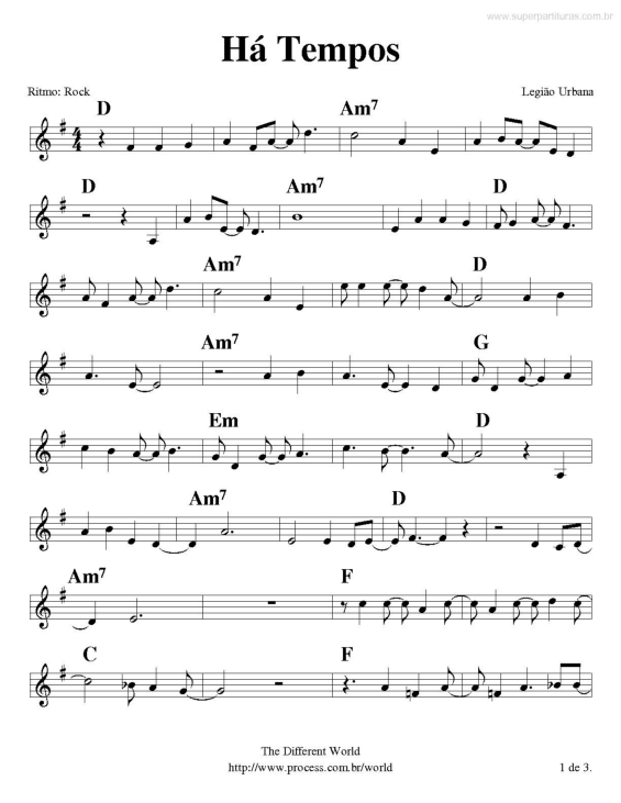 Partitura da música Há Tempos v.3