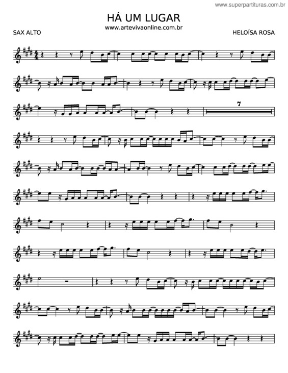 Partitura da música Há Um Lugar – Heloisa Rosa