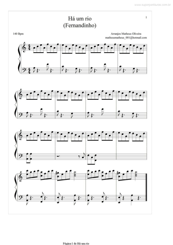 Partitura da música Há um Rio Intro