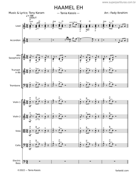 Partitura da música Haamel Eh – Tony Karam