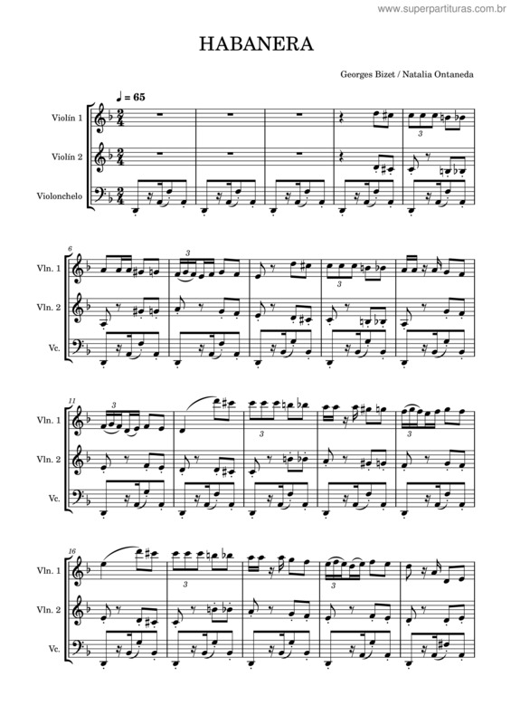 Partitura da música Habanera v.16