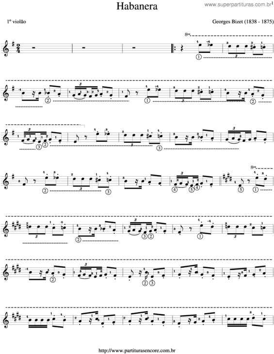 Partitura da música Habanera v.3