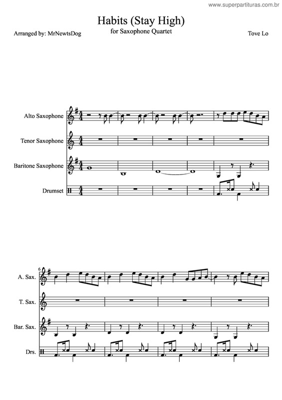 Partitura da música Habits (Stay High)