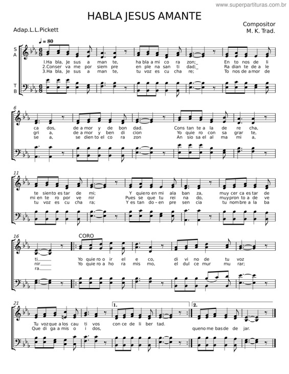 Partitura da música Habla Jesus Amante
