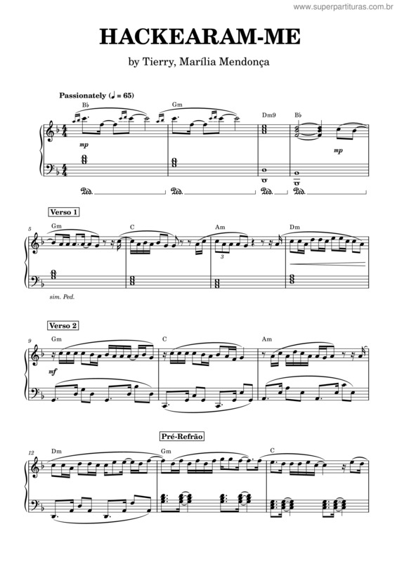 Partitura da música Hackearam–Me – Tierry, Marília Mendonça