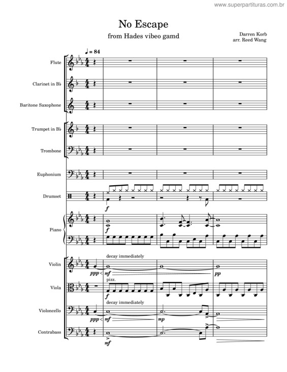 Partitura da música Hades – No Escape – Darren Korb Hades – No Escape