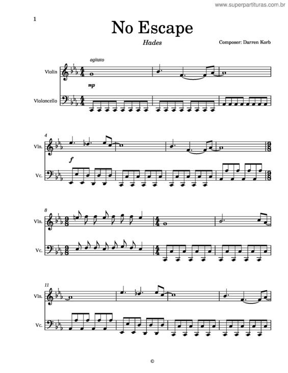 Partitura da música Hades – No Escape – Darren Korb