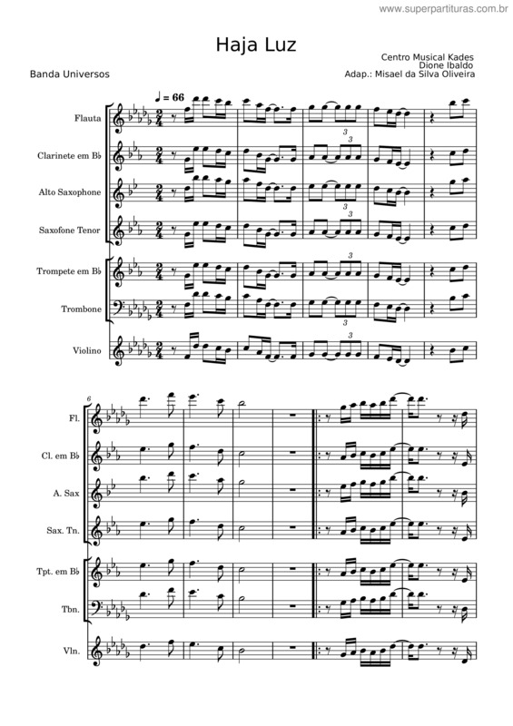 Partitura da música Haja Luz