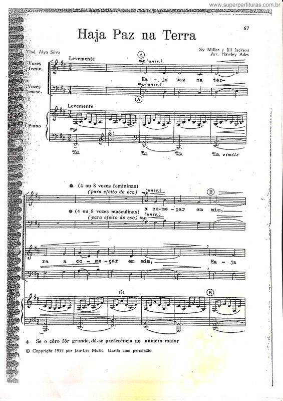 Partitura da música Haja Paz Na Terra v.6