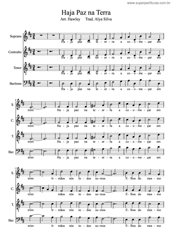 Partitura da música Haja Paz Na Terra v.8