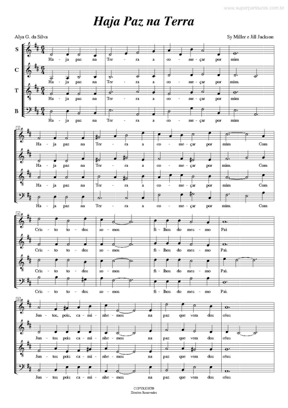 Partitura da música Haja Paz na Terra