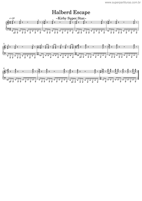 Partitura da música Halberd Escape – Kirby Super Star