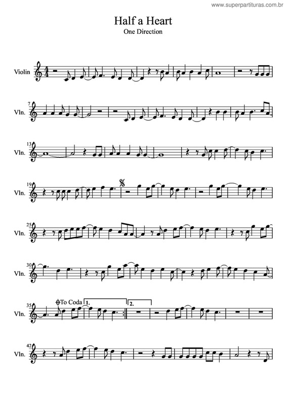 Partitura da música Half A Heart v.2