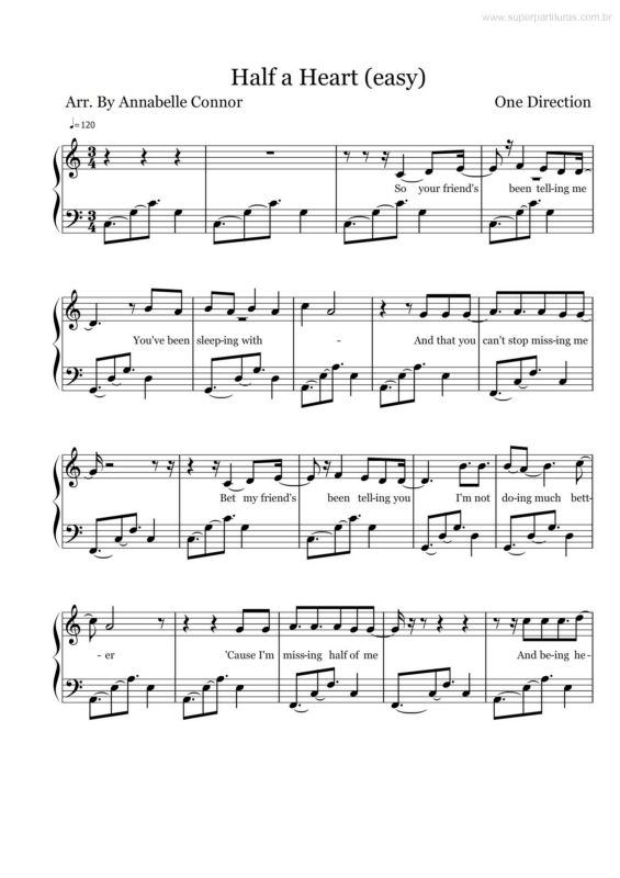 Partitura da música Half a Heart