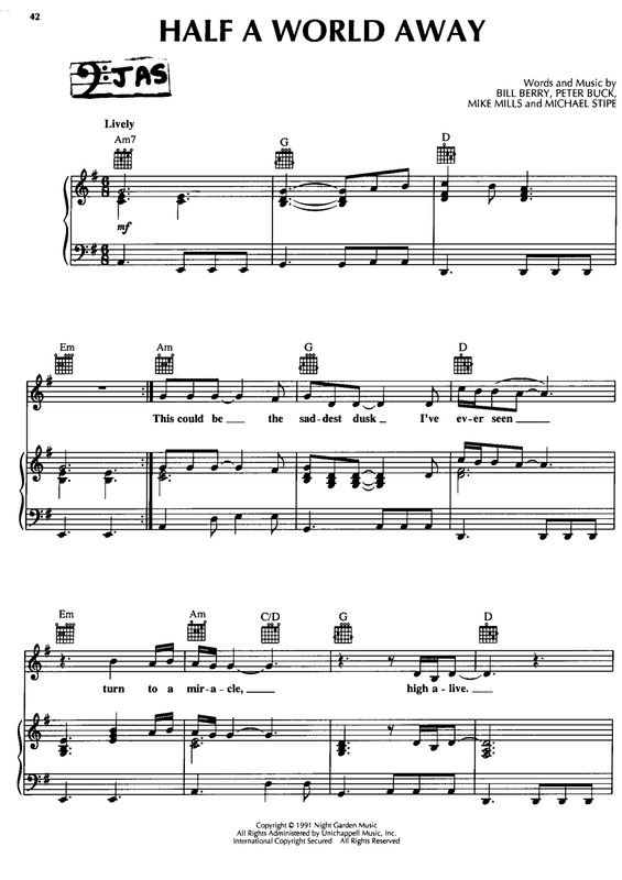 Partitura da música Half A World Away