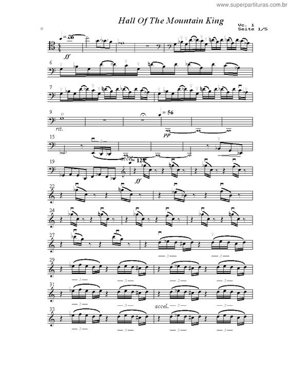 Partitura da música Hall Of The Mountain King v.2