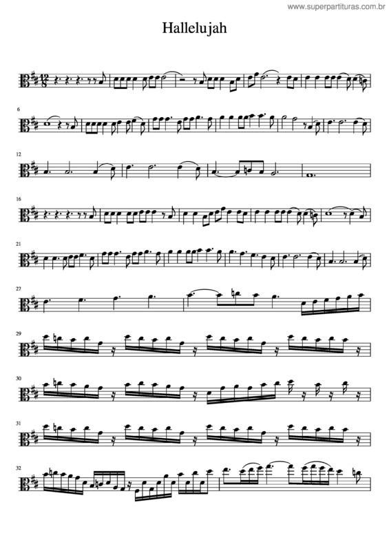 Partitura da música Hallelujah Arr Viola