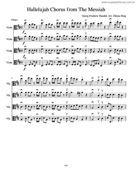 Partitura da música Hallelujah Chorus For Viola Ensemble