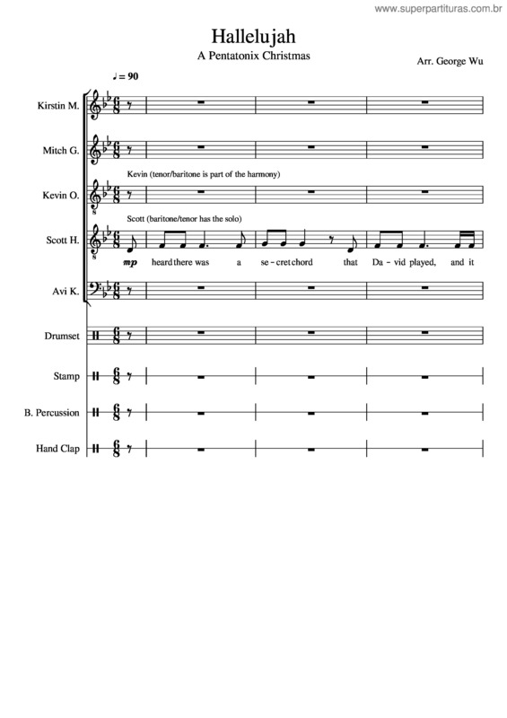 Partitura da música Hallelujah Pentatonix Full Sheet Music W Lyrics