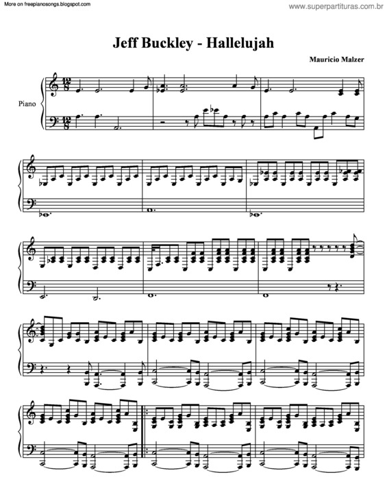 Partitura da música Hallelujah v.14