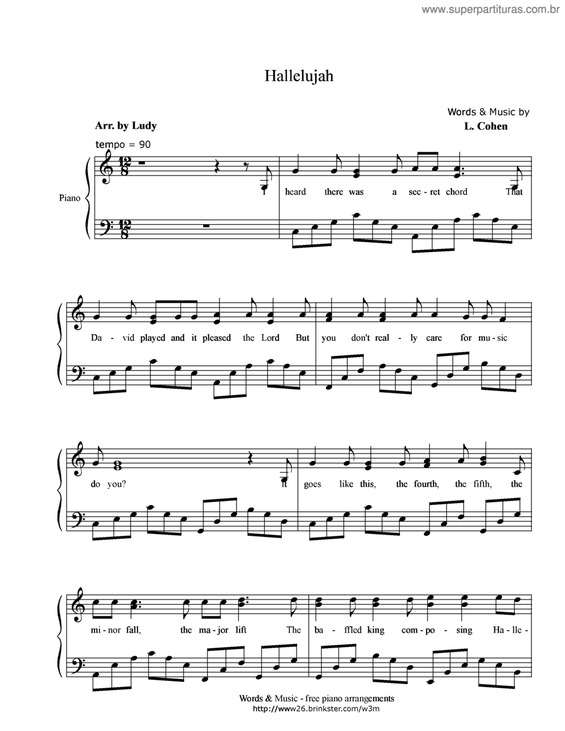 Partitura da música Hallelujah v.3