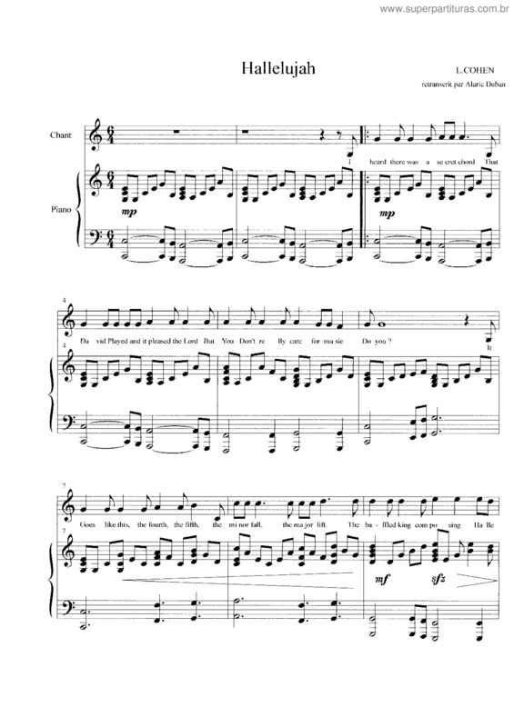 Partitura da música Hallelujah v.7