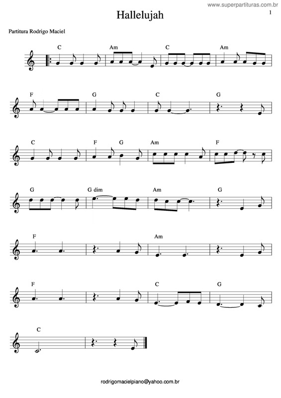 Partitura da música Hallelujah v.8