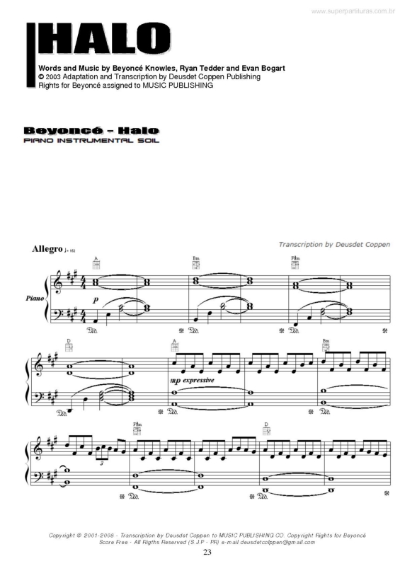 Partitura da música Halo